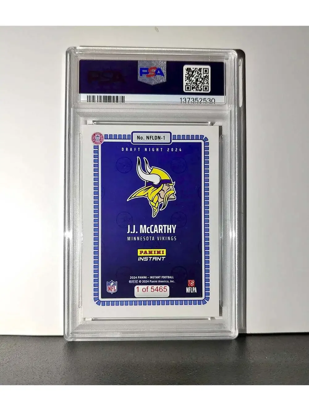 J.J. McCarthy 2023 Panini Instant Draft Night #NFLDN-1 PSA 9 Mint